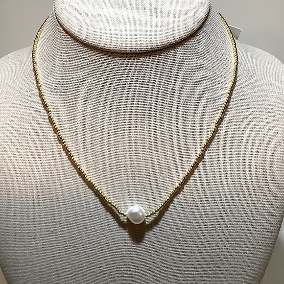 Gorjana Jewelry - Gorjana Phoebe Baroque Pearl Gold Necklace New